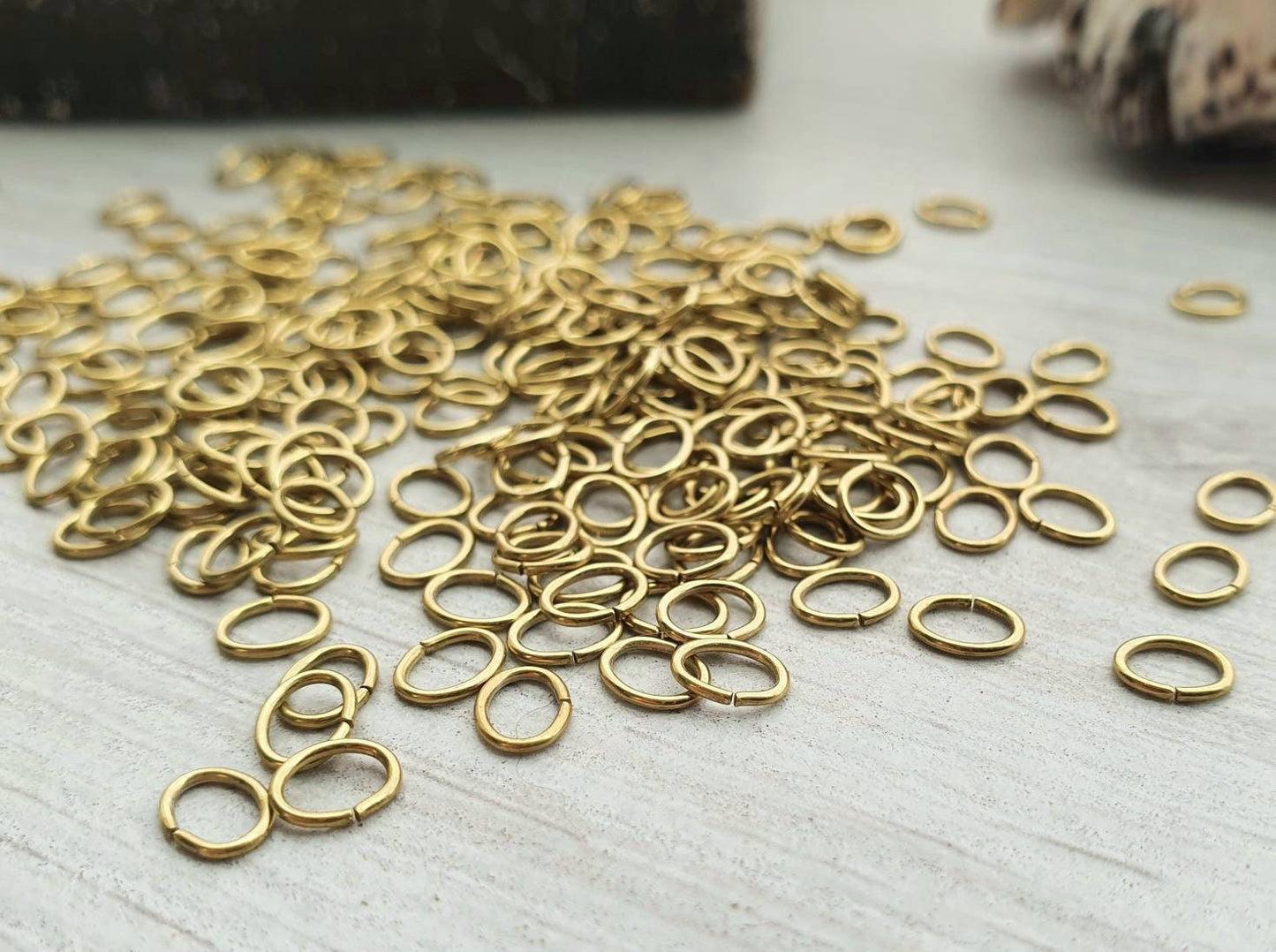4x5mm OD Oval Brass Jump Rings | 22 Gauge | Raw Brass Findings | 50 / 100 Pcs