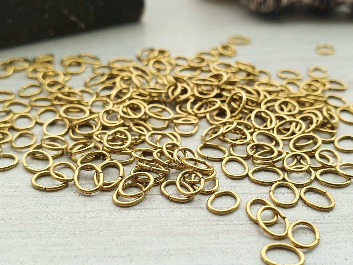 4x5mm OD Oval Brass Jump Rings | 22 Gauge | Raw Brass Findings | 50 / 100 Pcs