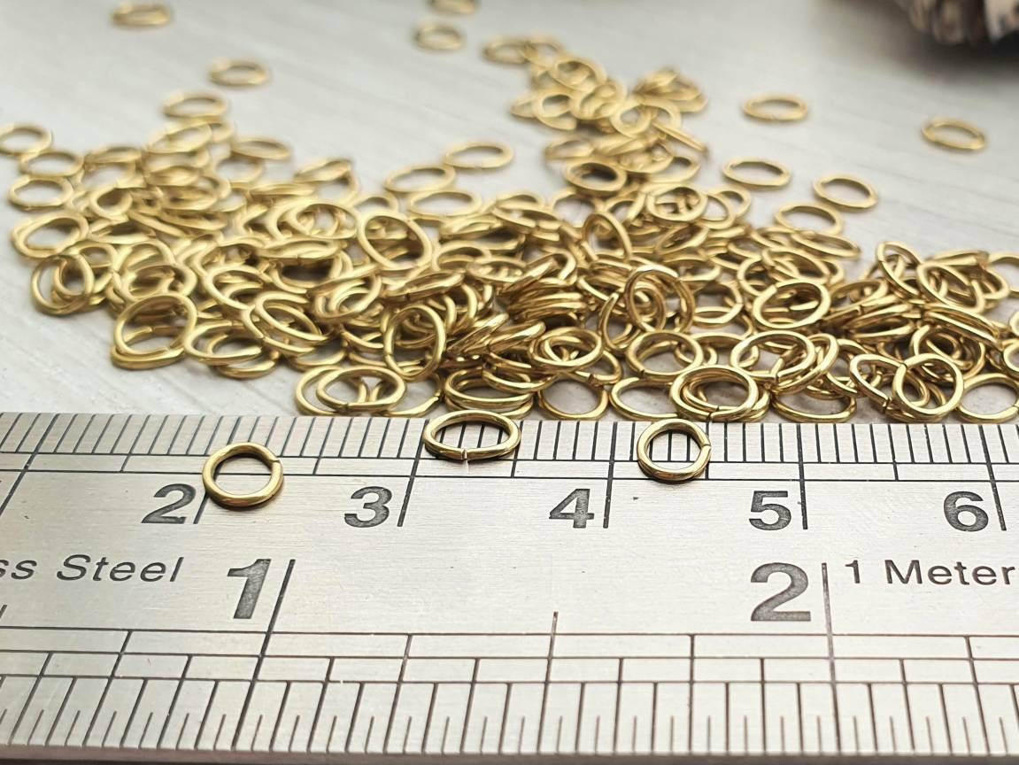 4x5mm OD Oval Brass Jump Rings | 22 Gauge | Raw Brass Findings | 50 / 100 Pcs