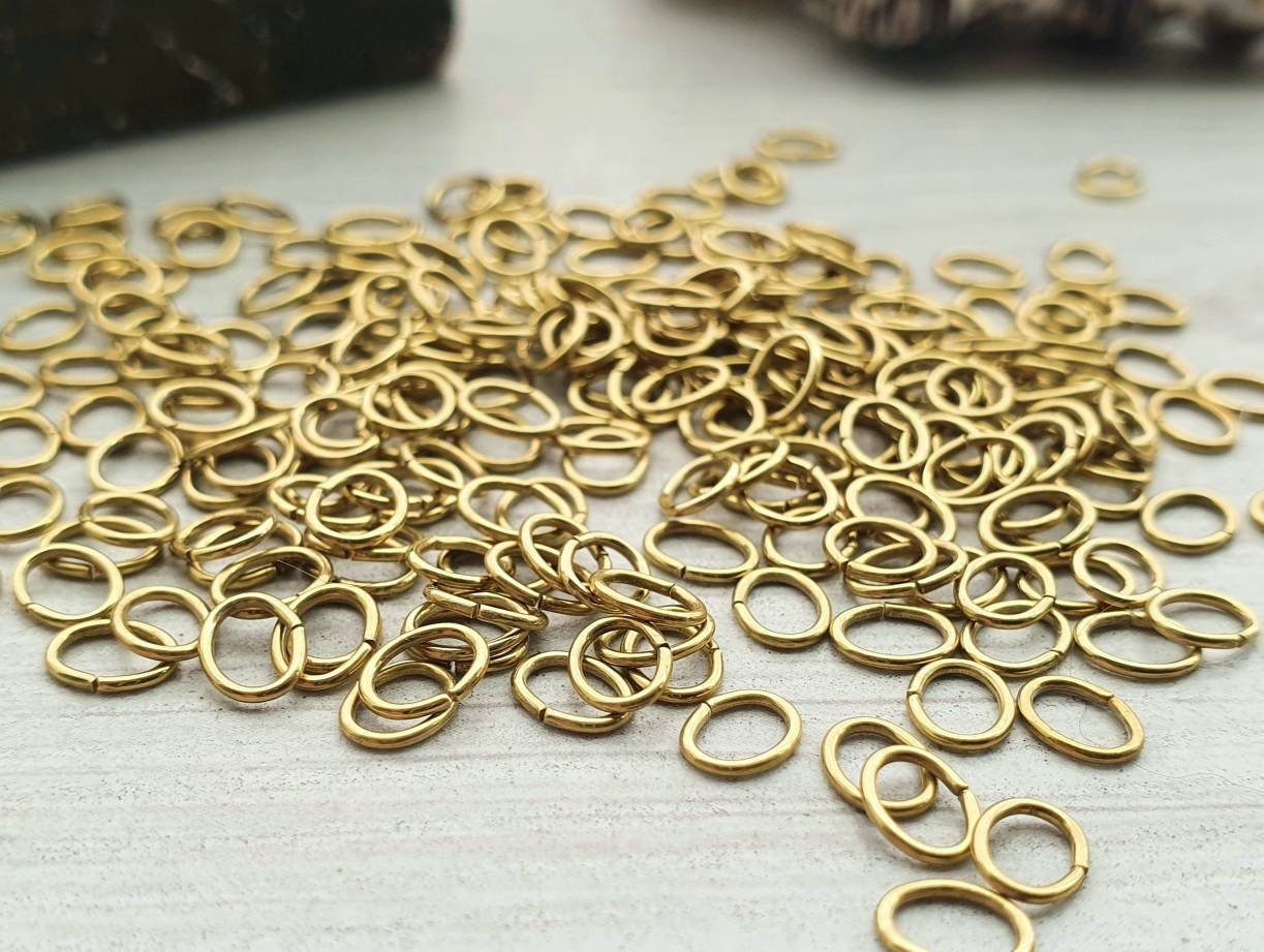 4x5mm OD Oval Brass Jump Rings | 22 Gauge | Raw Brass Findings | 50 / 100 Pcs