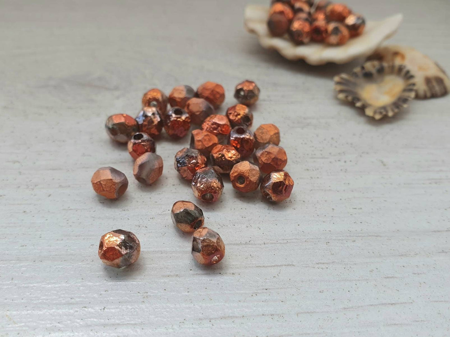 6mm Full Sunset Crystal Etched | Czech Glass Fire Polish Beads | Metallic Beads | 25 Pcs