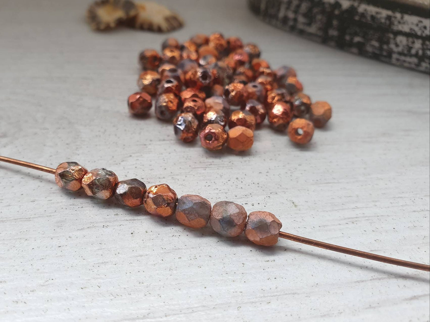 6mm Full Sunset Crystal Etched | Czech Glass Fire Polish Beads | Metallic Beads | 25 Pcs
