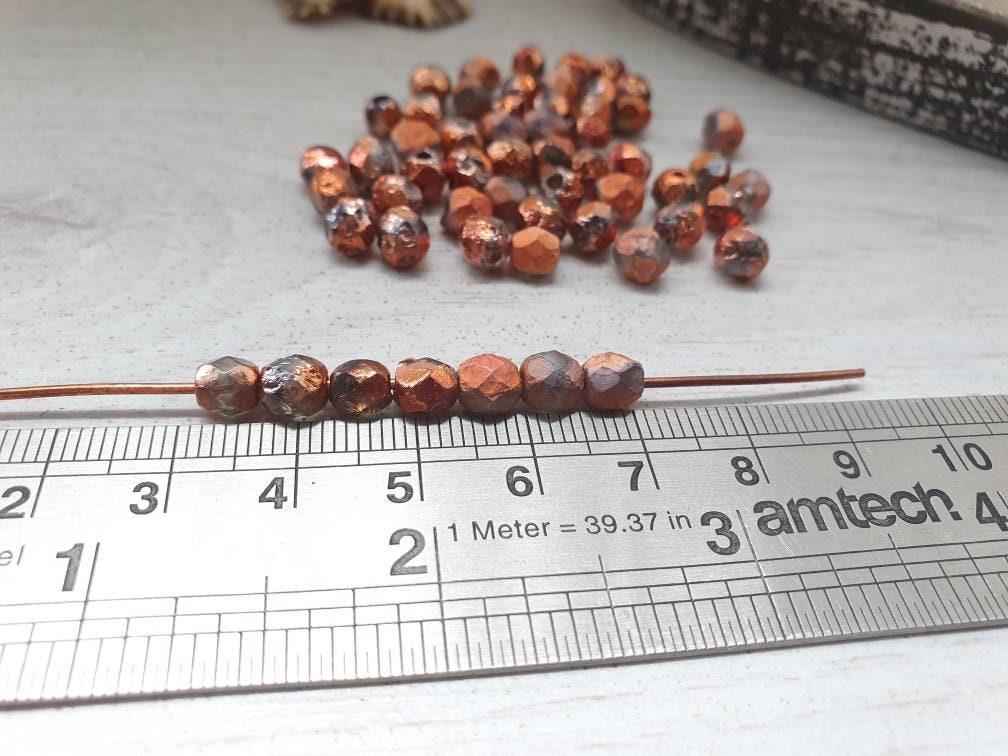 6mm Full Sunset Crystal Etched | Czech Glass Fire Polish Beads | Metallic Beads | 25 Pcs
