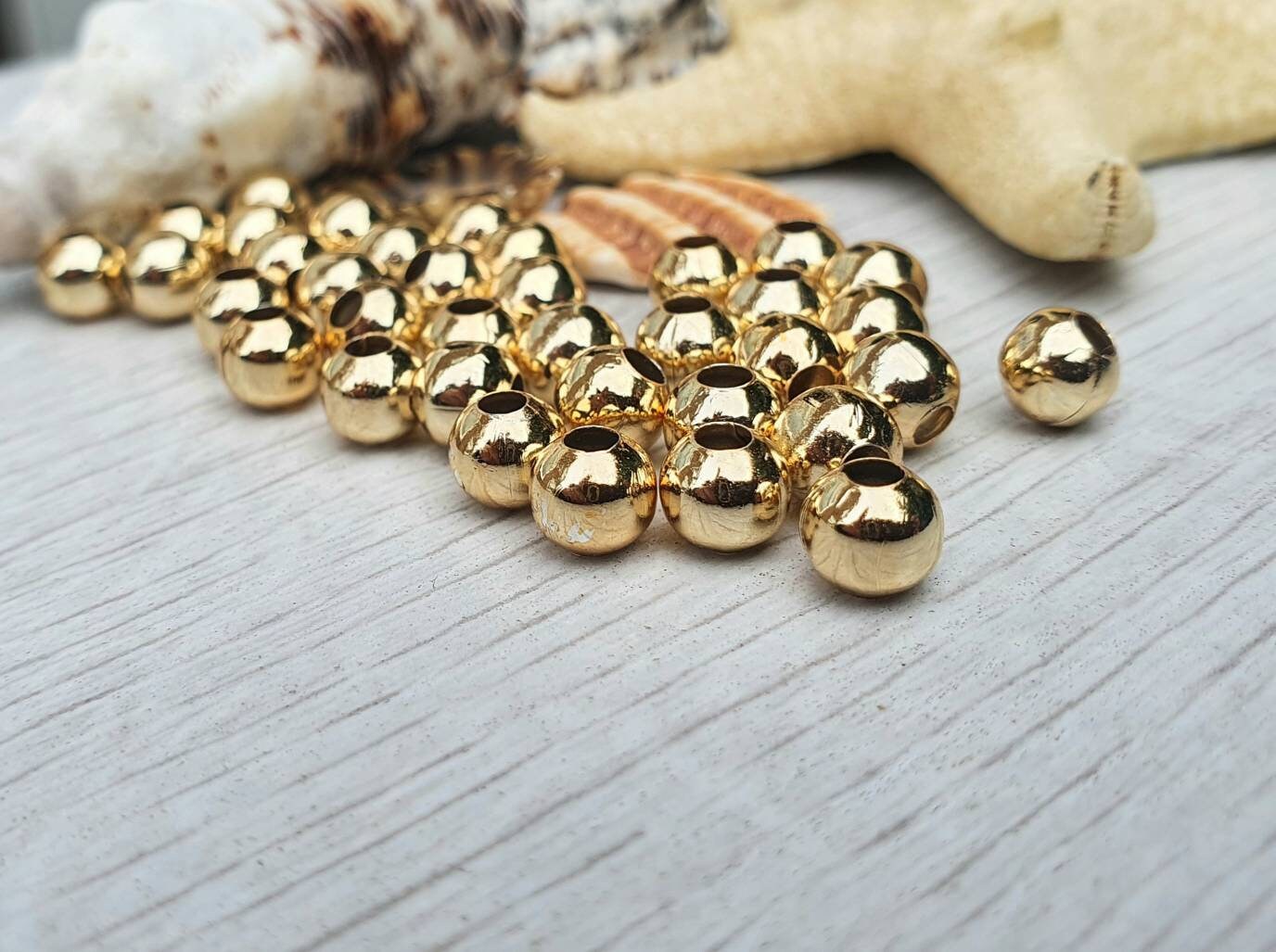 6mm Gold Plated Round Spacer Beads | 20Pcs