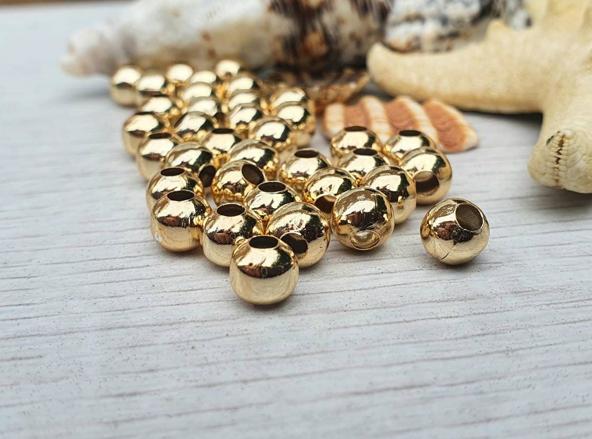 6mm Gold Plated Round Spacer Beads | 20Pcs