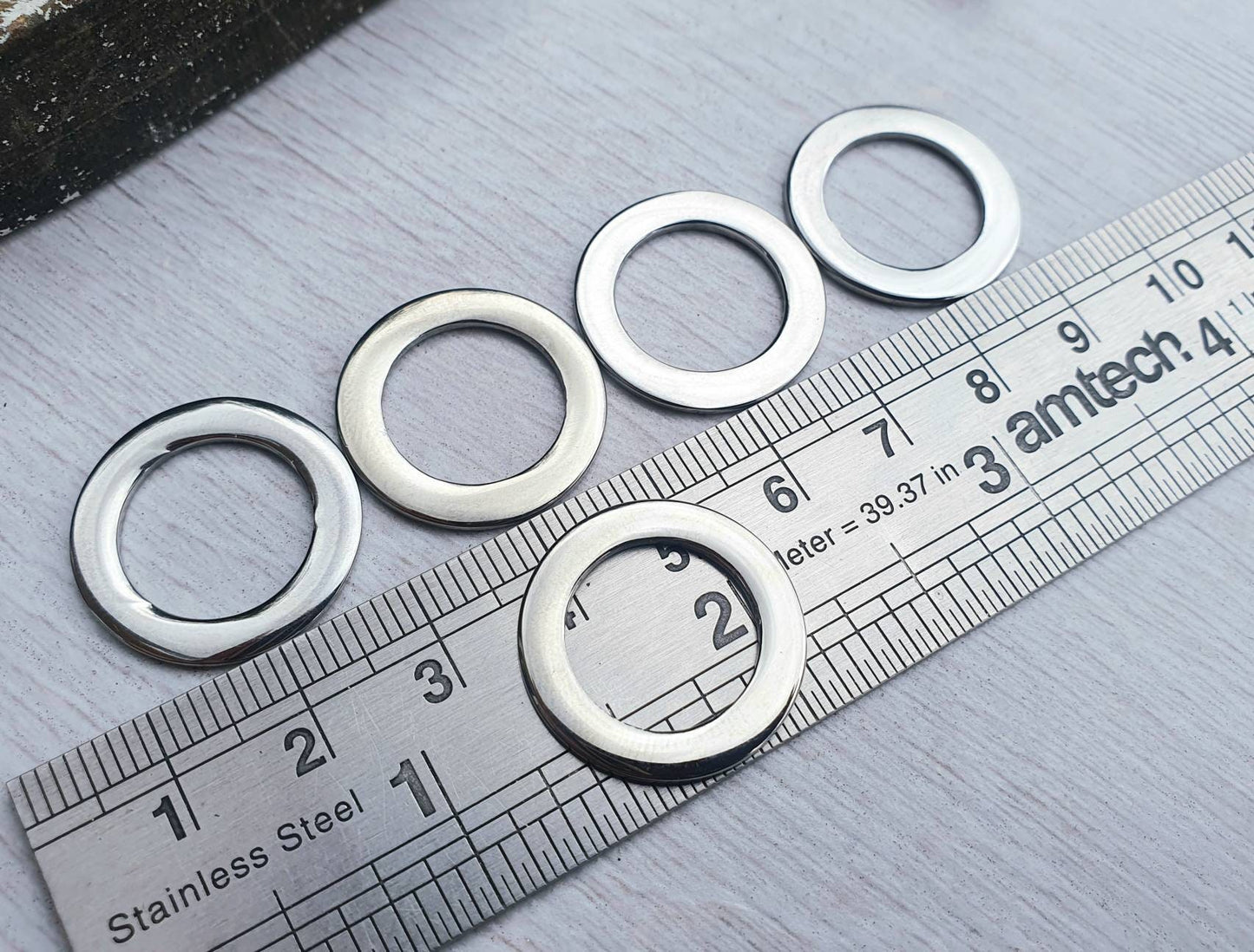 21mm OD Stainless Steel Donut Components | 1mm Thickness | Mirror Shine | 5 Pcs