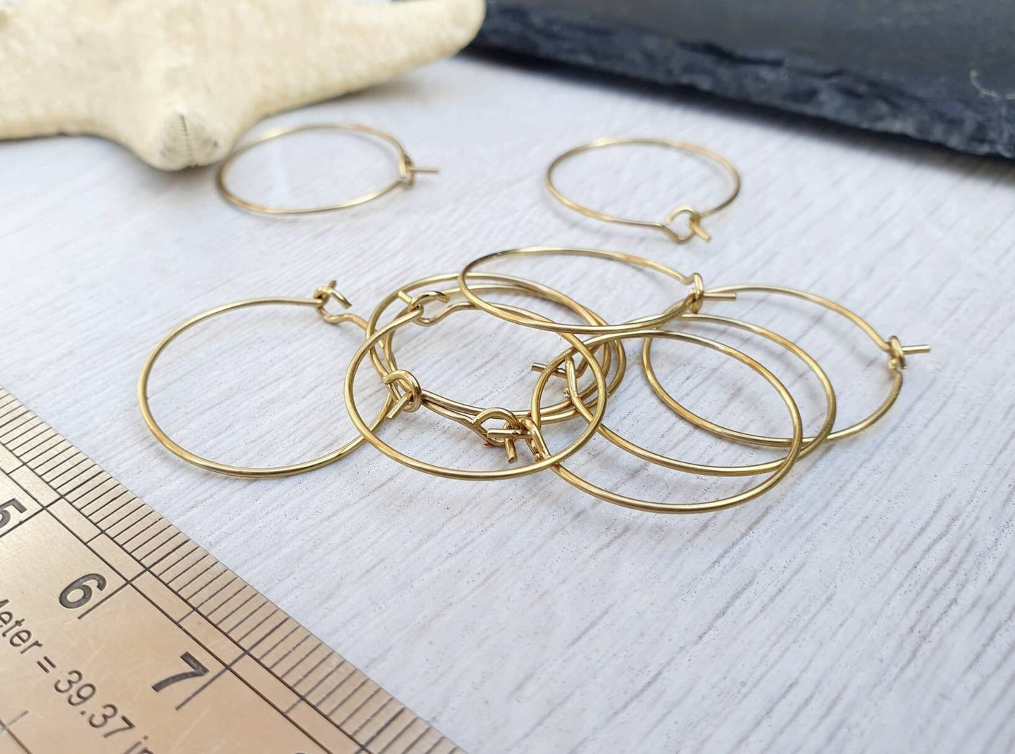 20mm Raw Brass Hoop Ear Wires | Hoop Earrings | 5 Pairs
