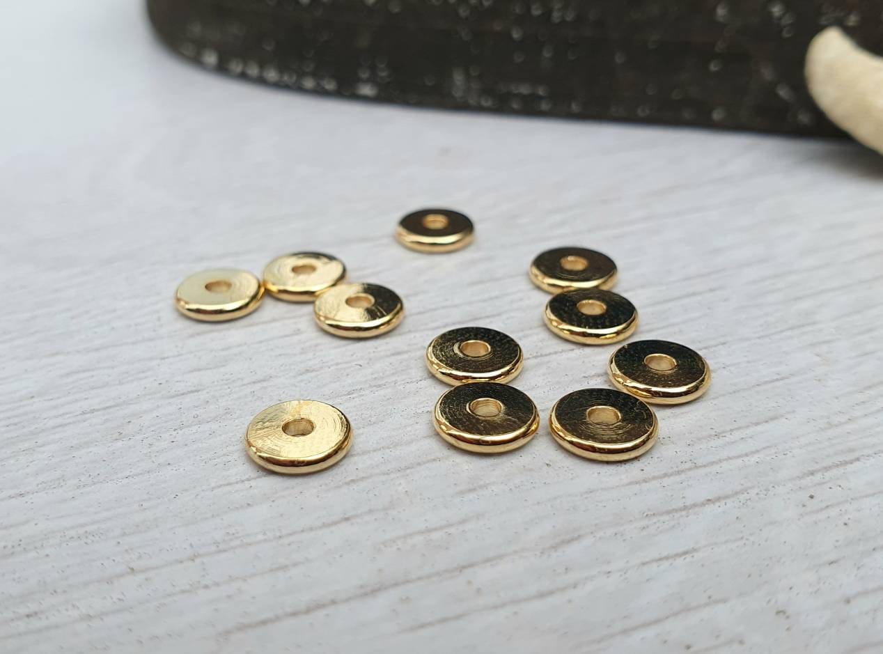 6 x 1mm Gold Plated Washer Spacer Beads | 10Pcs