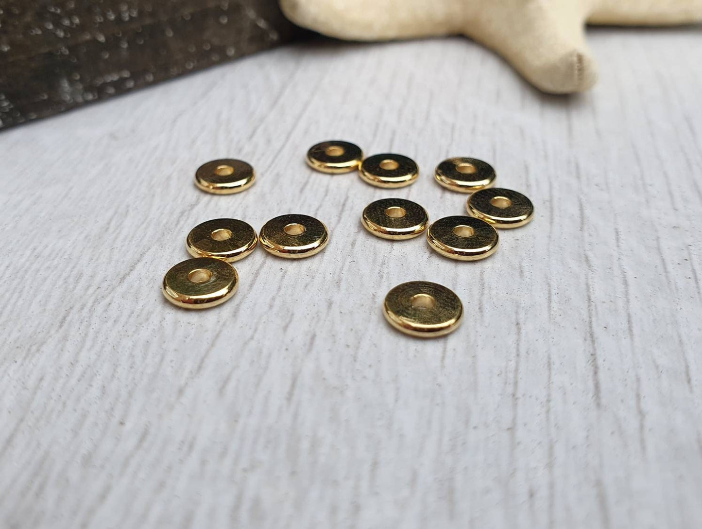 6 x 1mm Gold Plated Washer Spacer Beads | 10Pcs
