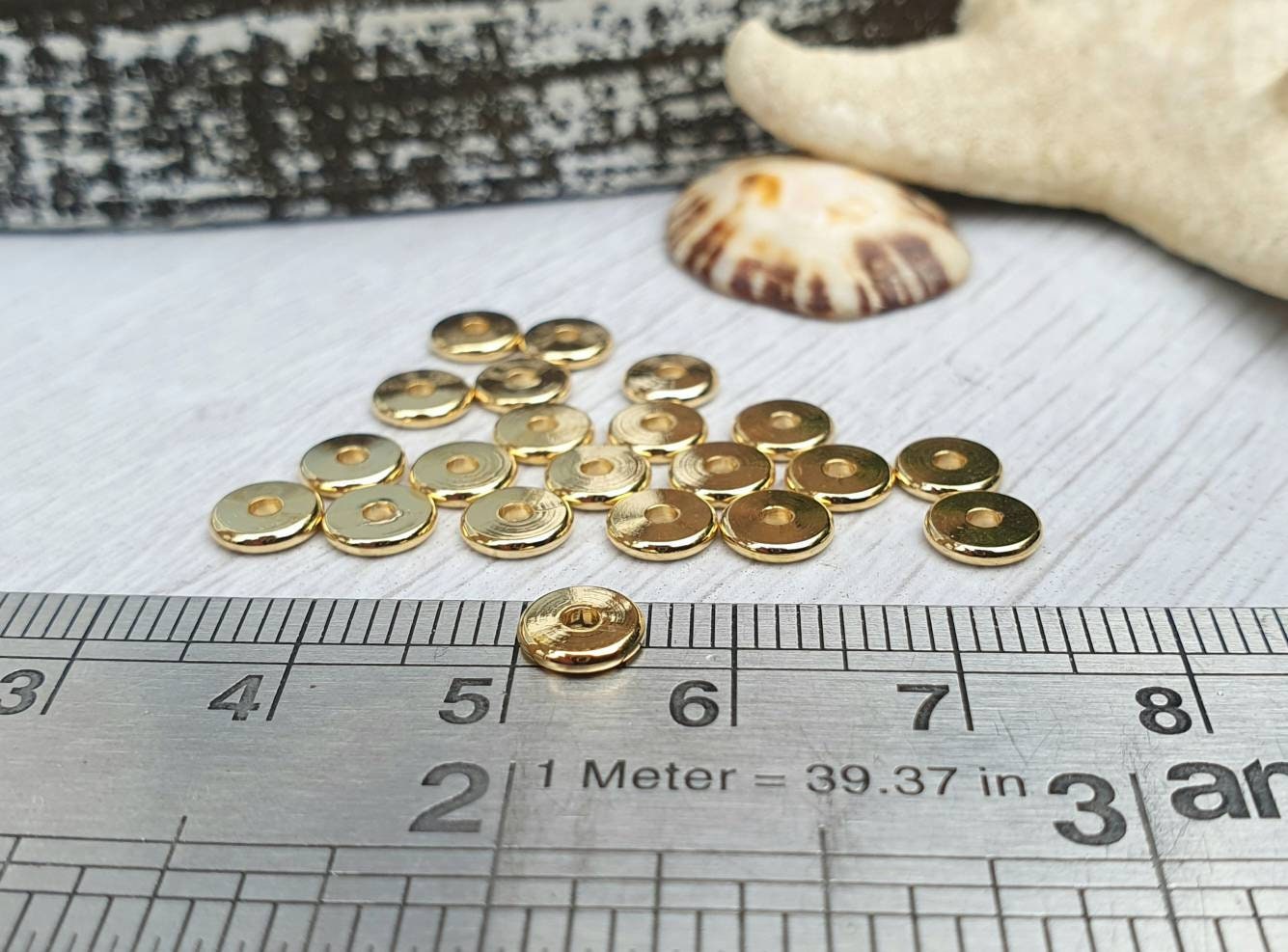 6 x 1mm Gold Plated Washer Spacer Beads | 10Pcs