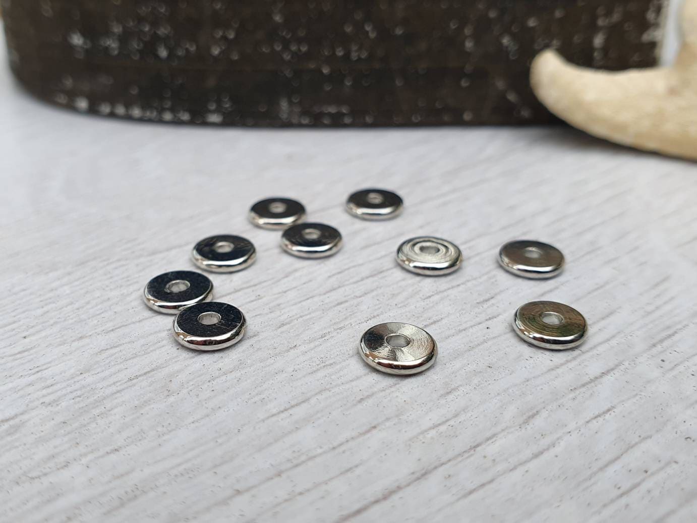 6 x 1mm Silver Plated Washer Spacer Beads | 10Pcs