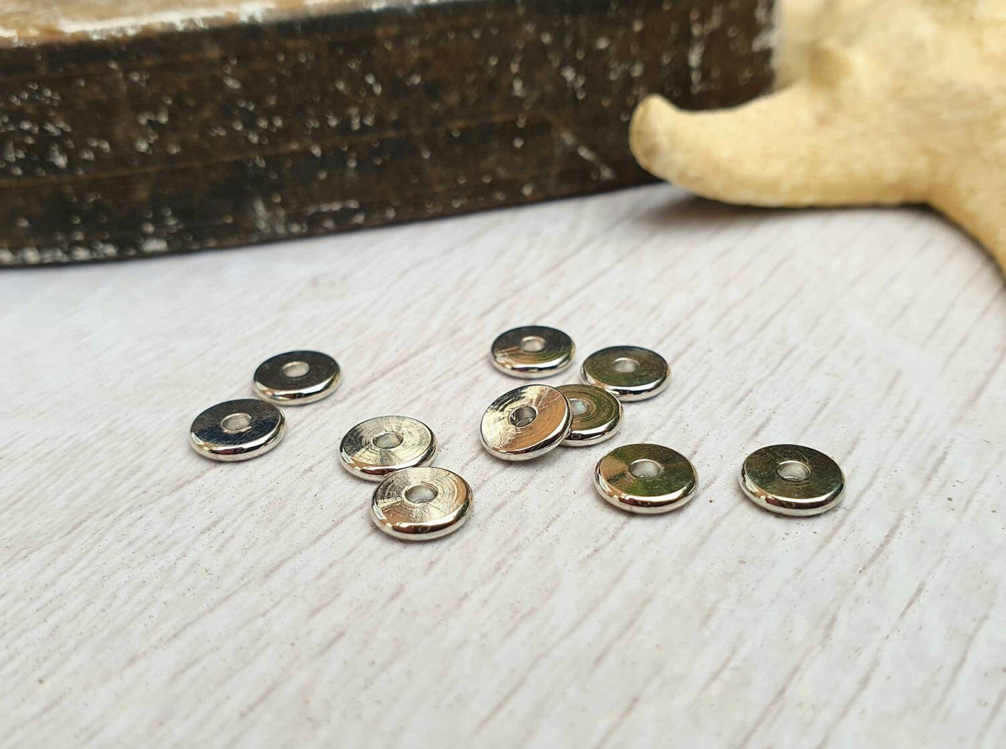 6 x 1mm Silver Plated Washer Spacer Beads | 10Pcs