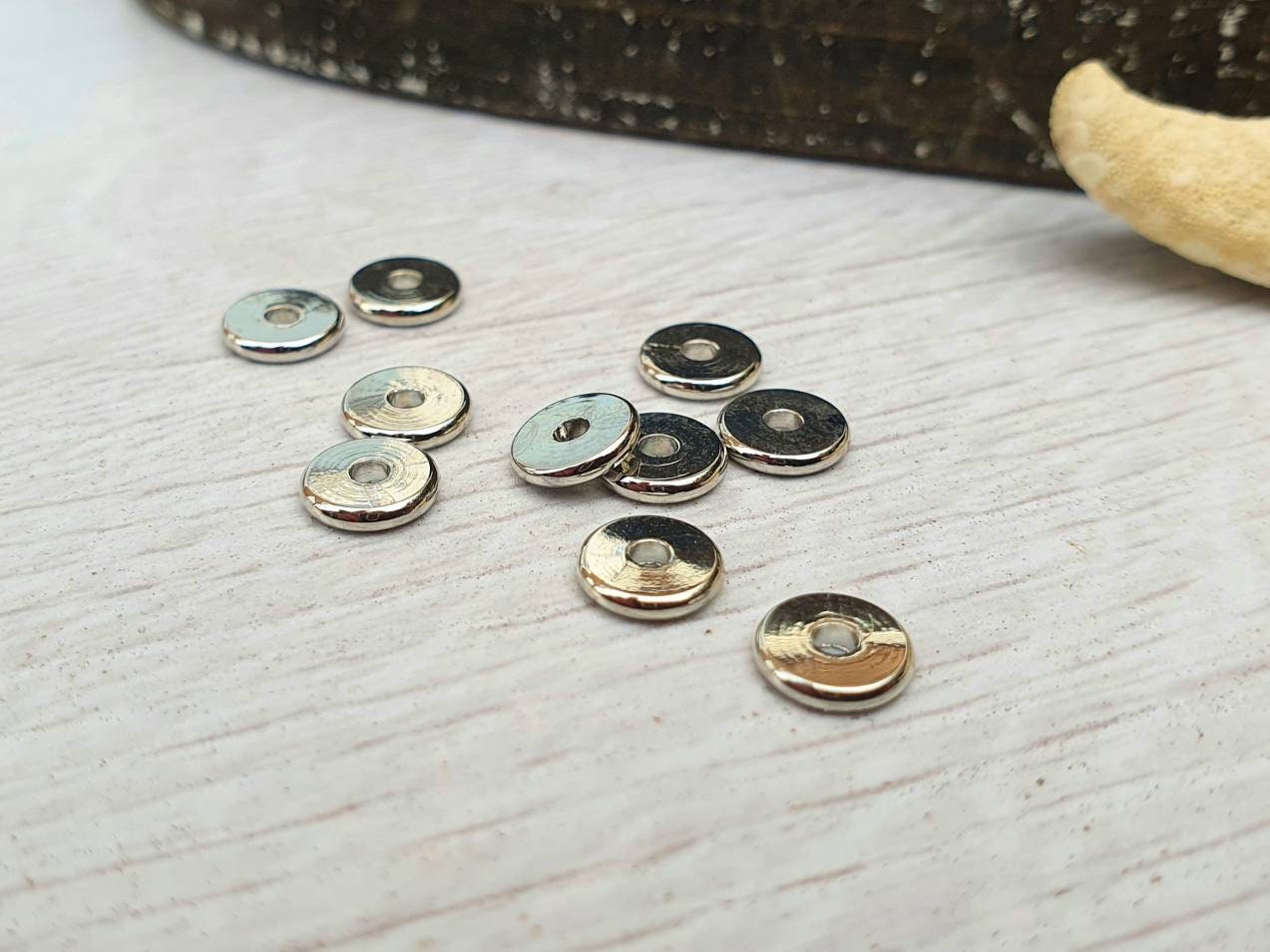 6 x 1mm Silver Plated Washer Spacer Beads | 10Pcs