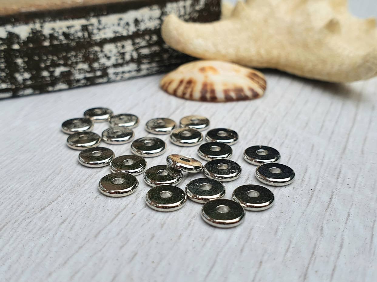 6 x 1mm Silver Plated Washer Spacer Beads | 10Pcs