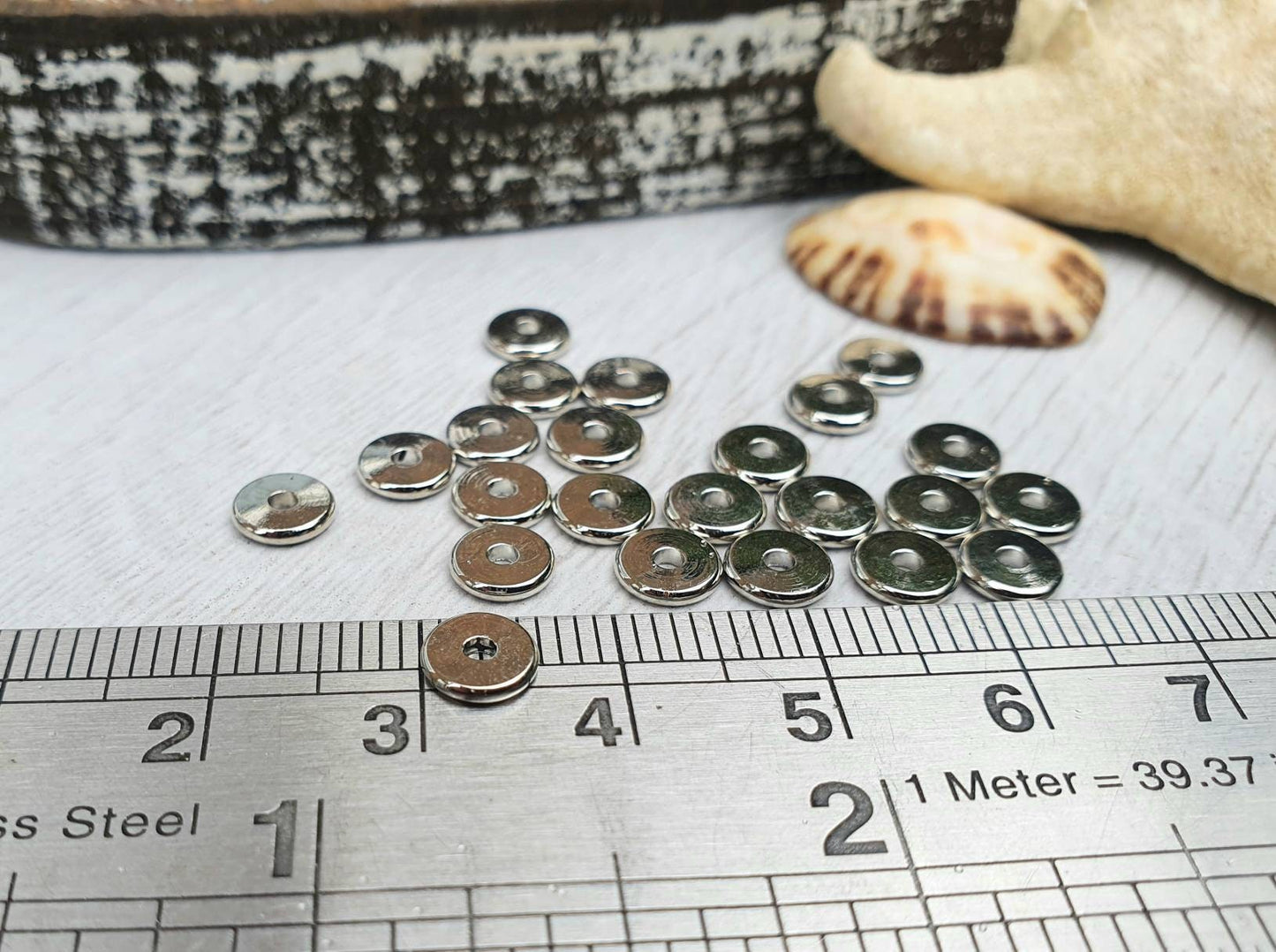 6 x 1mm Silver Plated Washer Spacer Beads | 10Pcs