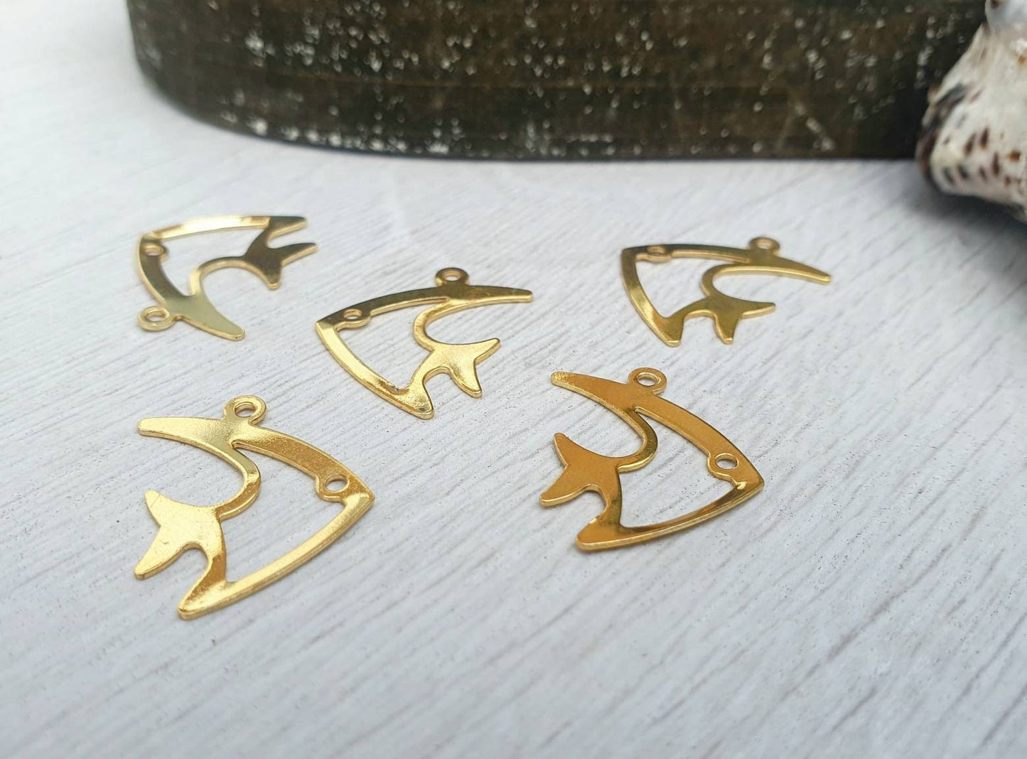 26 x 19mm Gold Plated Angelfish Charms | 5Pcs