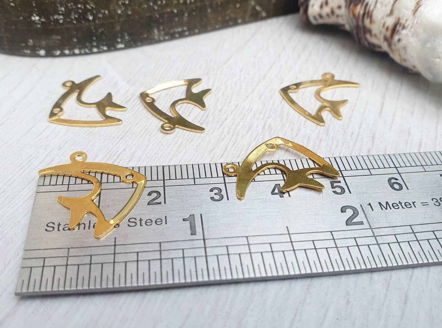 26 x 19mm Gold Plated Angelfish Charms | 5Pcs