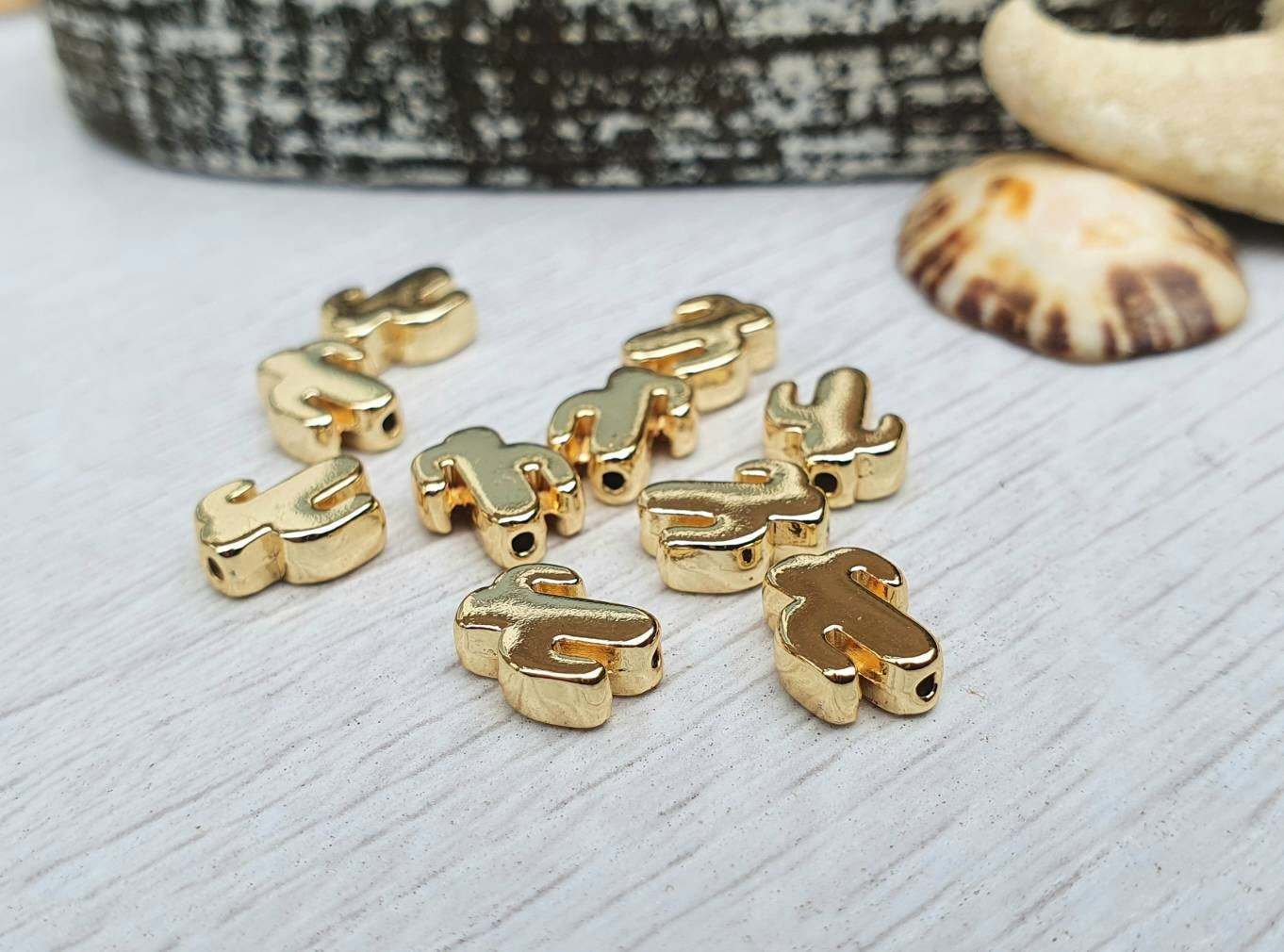 7 x 9mm Gold Plated Cactus Spacer Beads | 10Pcs