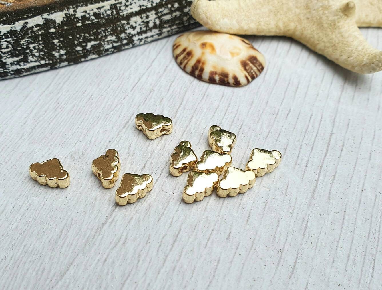 5 x 8mm Gold Plated Cloud Spacer Beads | 10Pcs