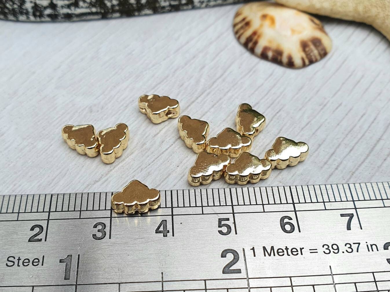 5 x 8mm Gold Plated Cloud Spacer Beads | 10Pcs