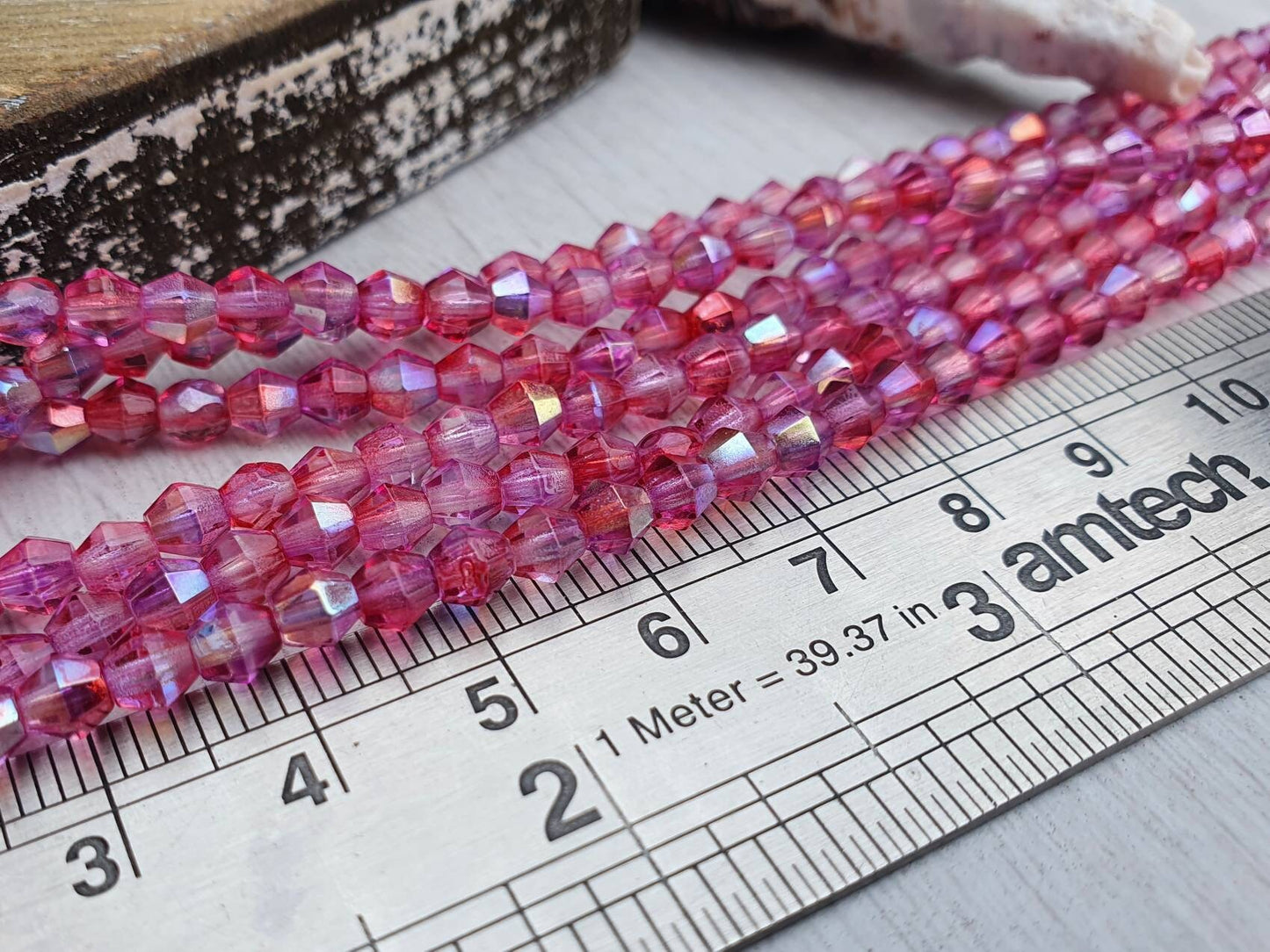 4mm Pink Celestial | Bicone Beads | Full Strand of 50 Beads
