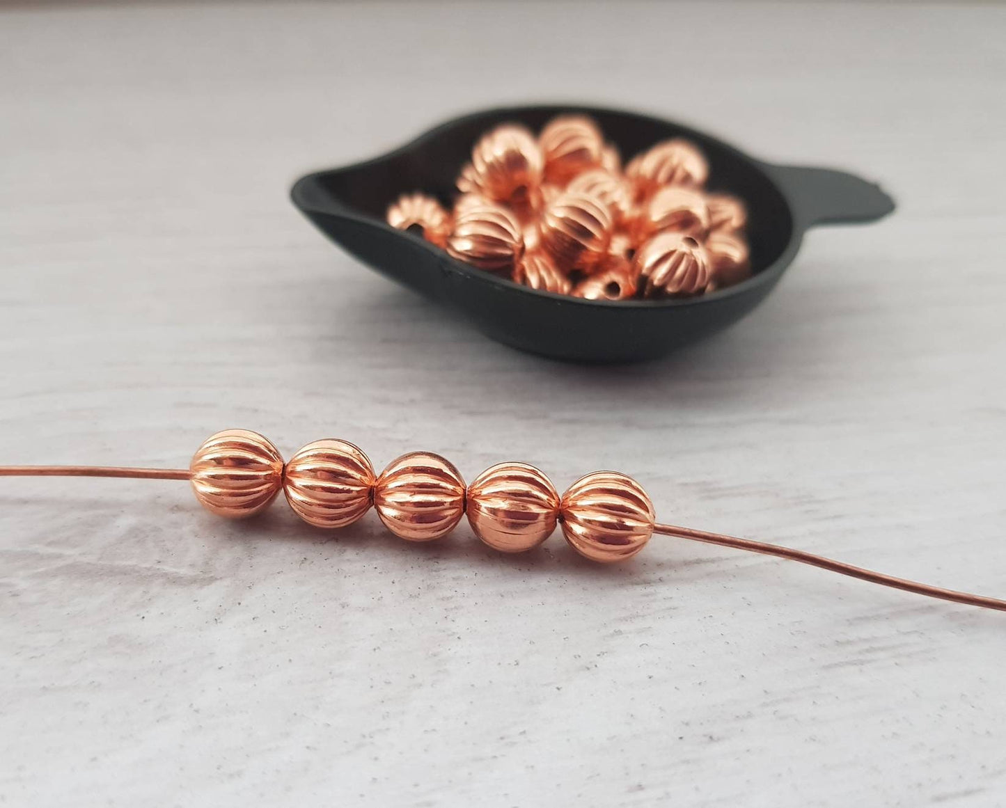 6mm Copper Melon Beads | Corrugated Copper Beads | Genuine Copper Findings | 25 Pcs