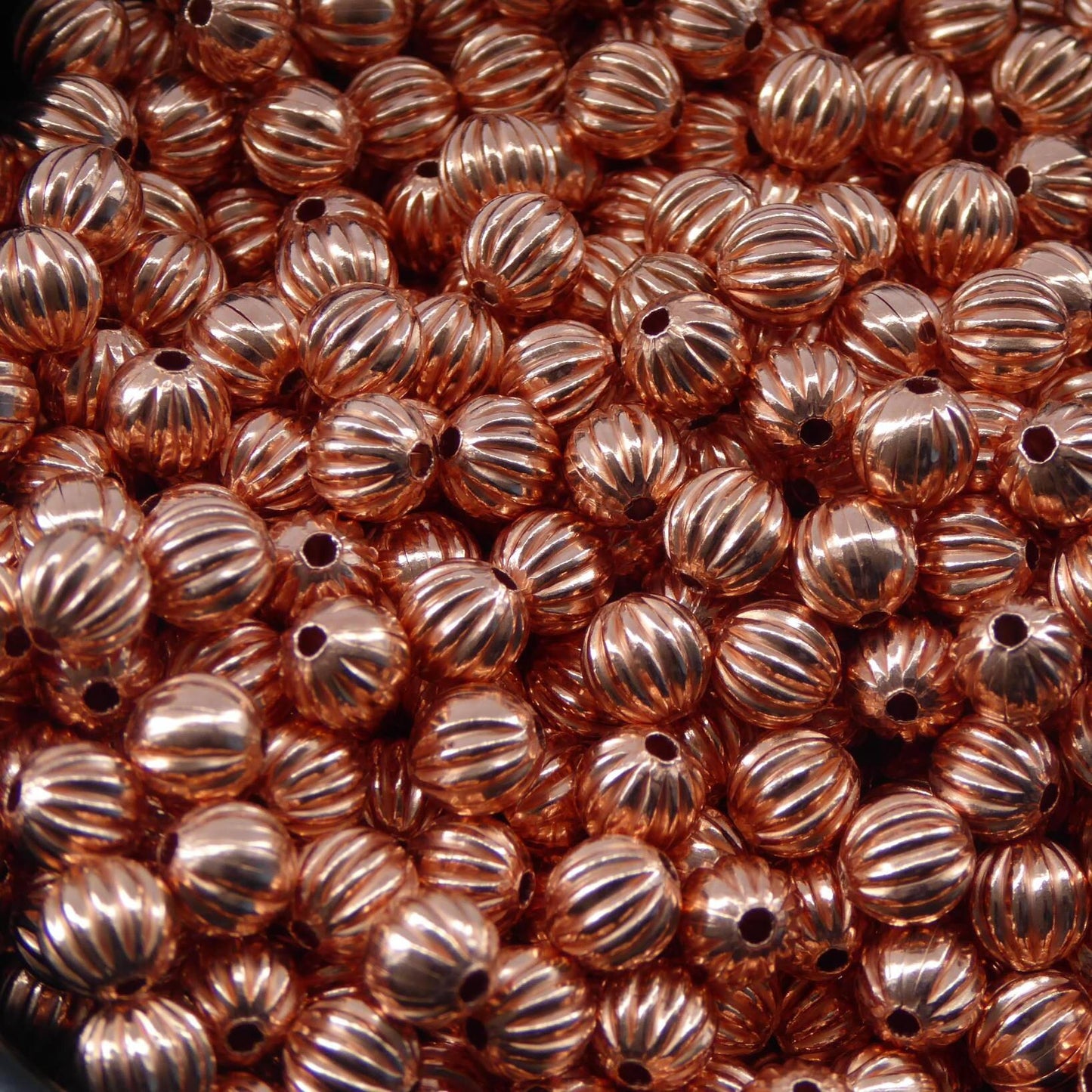6mm Copper Melon Beads | Corrugated Copper Beads | Genuine Copper Findings | 25 Pcs