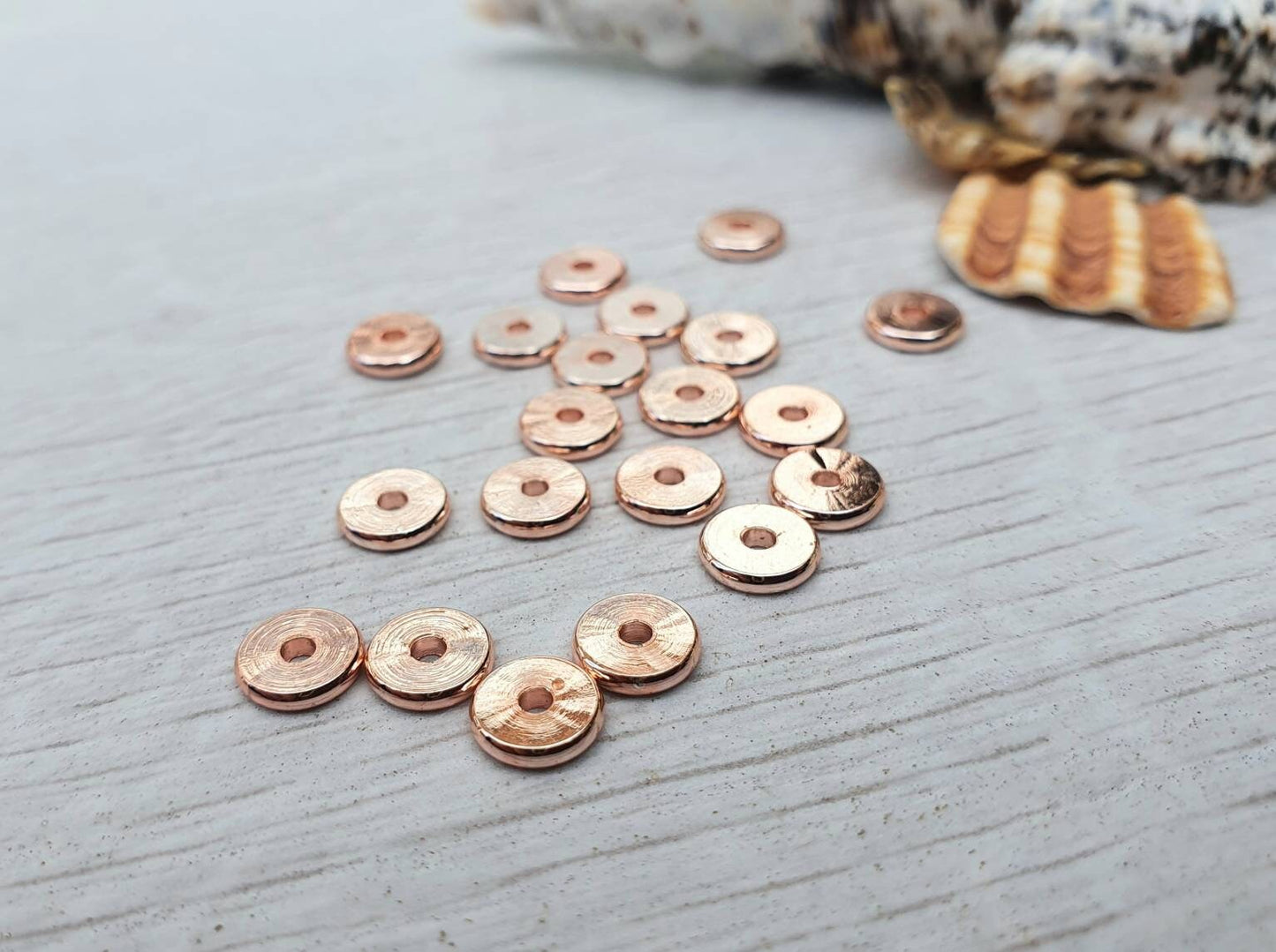 6 x 1mm Rose Gold Plated Washer Beads | Rondelle Beads | 20Pcs