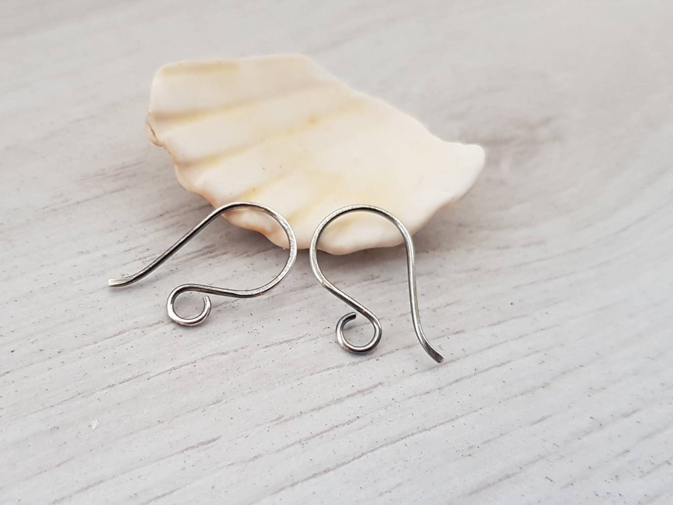 Mini French Hook Handmade Sterling Silver Ear Wires | Nova | Oxidized And Polished