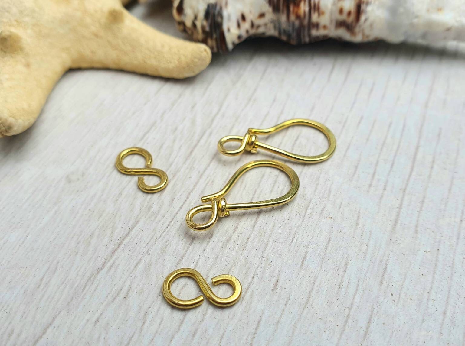 Raw Brass Hook and Eye Clasp Handmade Findings 18 Gauge Troubles Supplies