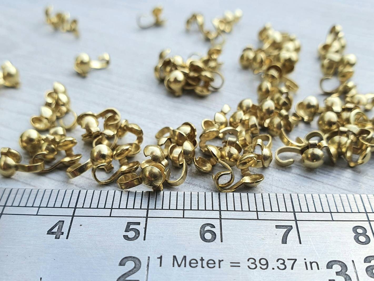 20pcs Raw Brass Clamshell Bead Tips | 7.5 x 4.3mm Bead Tips | Side Opening