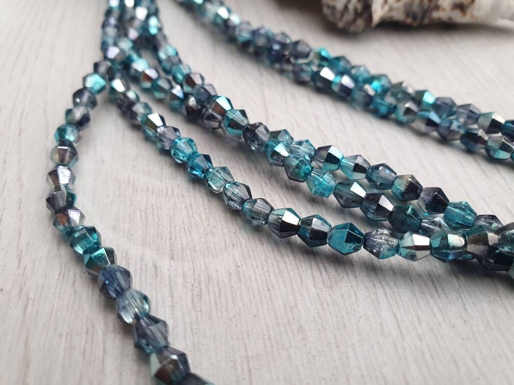 4mm Azure Celestial | Bicone Beads | Full Strand of 50 Beads