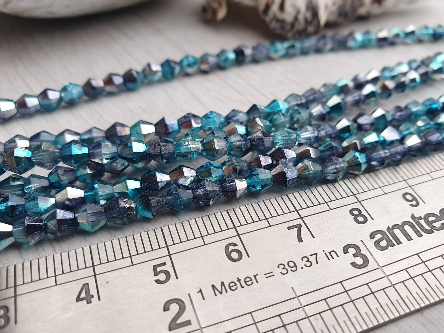4mm Azure Celestial | Bicone Beads | Full Strand of 50 Beads