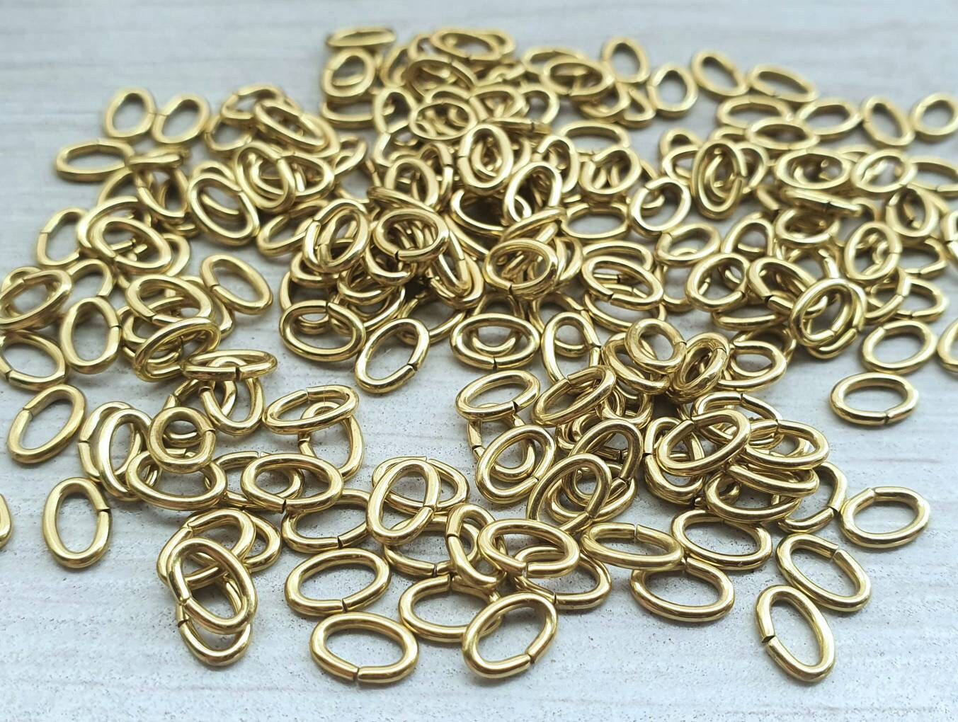 4x6mm OD Oval Brass Jump Rings | 19 Gauge | Raw Brass Findings | 50 / 100 Pcs