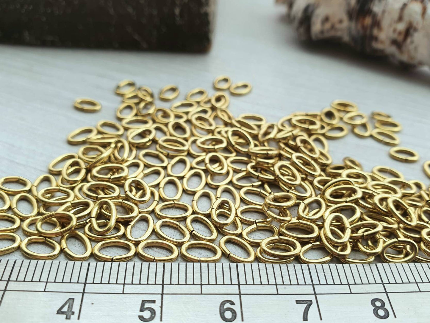 4x6mm OD Oval Brass Jump Rings | 19 Gauge | Raw Brass Findings | 50 / 100 Pcs