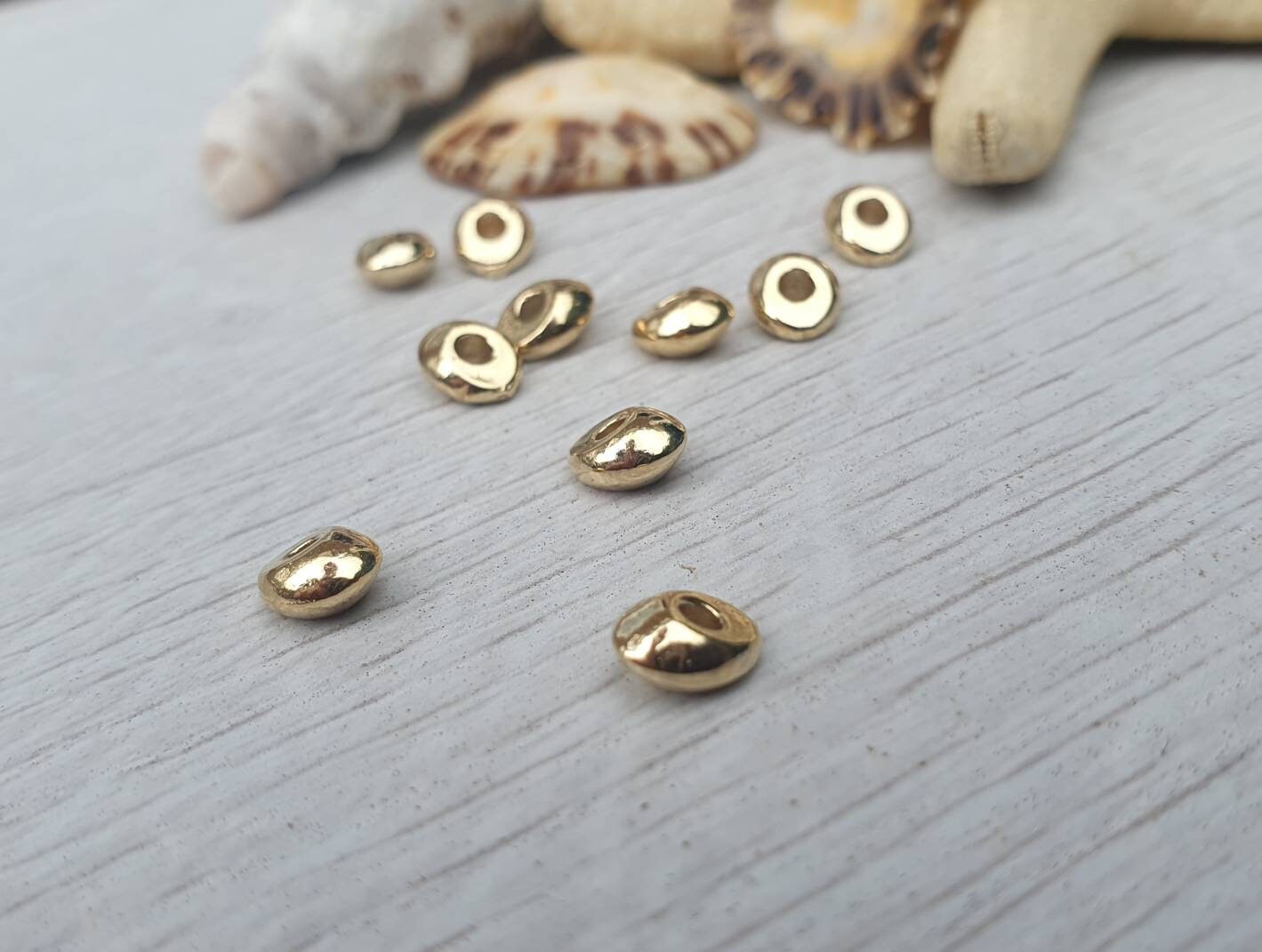 6 x 3mm Gold Plated Spacer Beads | 10Pcs