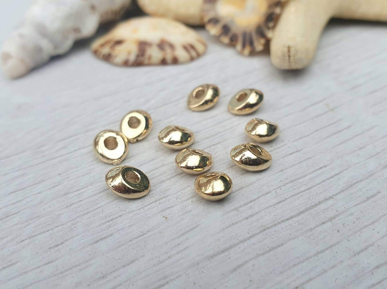 6 x 3mm Gold Plated Spacer Beads | 10Pcs