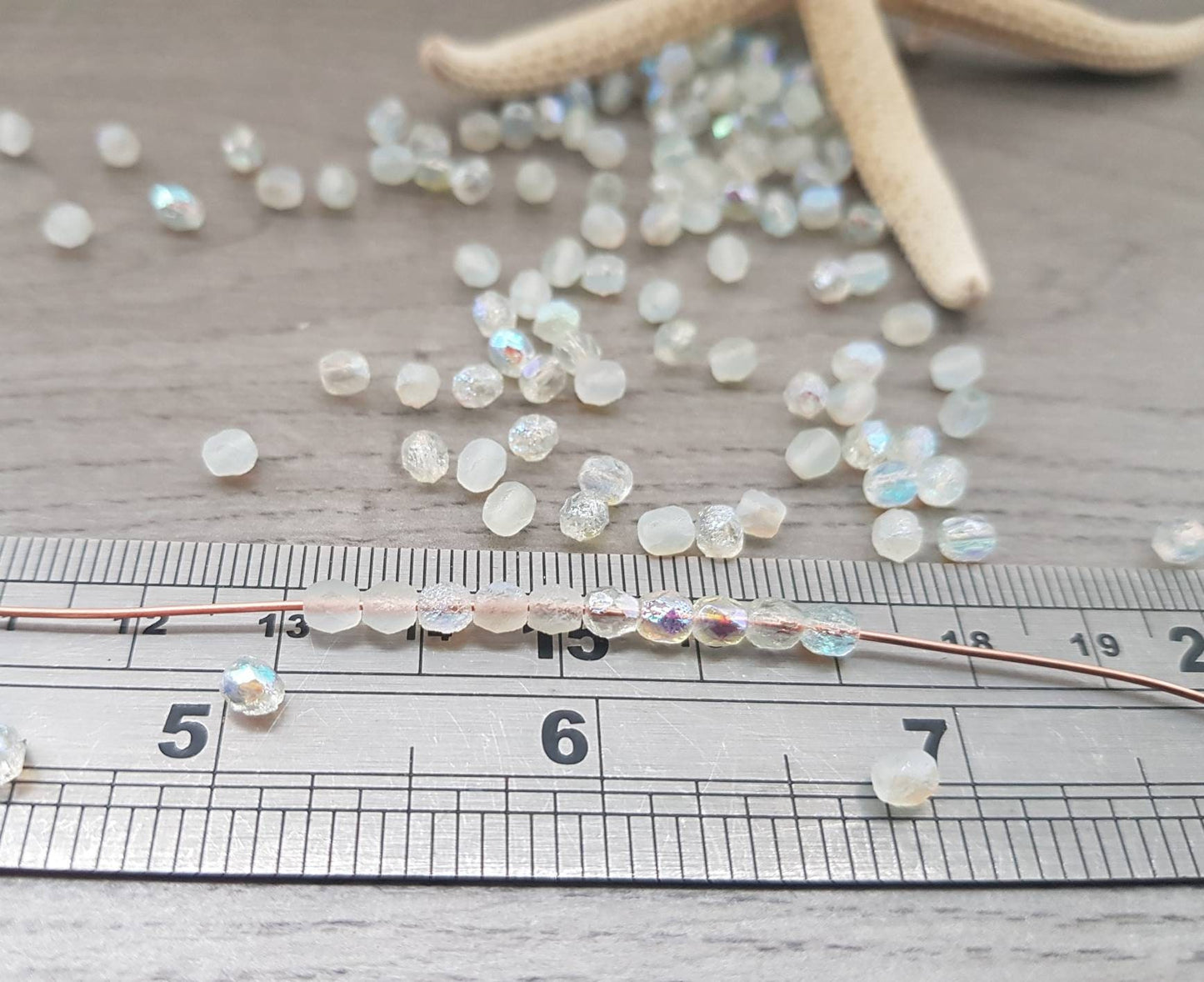 4mm Green Rainbow Crystal Etched | Czech Glass Firepolish Beads | Metallic Beads | 50 Pcs