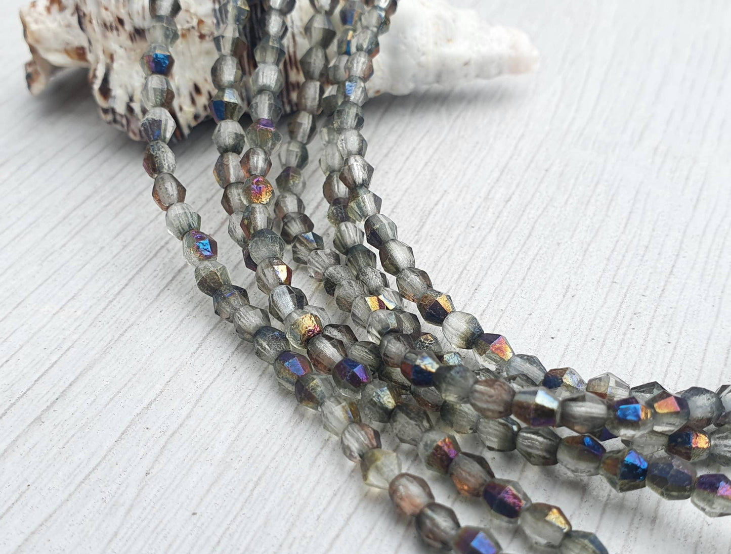 4mm Infernal Etched Bicone Beads | Full Strand of 50 Beads