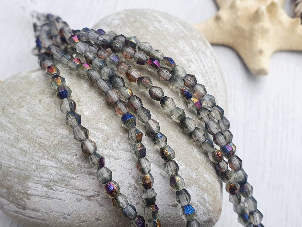 4mm Infernal Etched Bicone Beads | Full Strand of 50 Beads