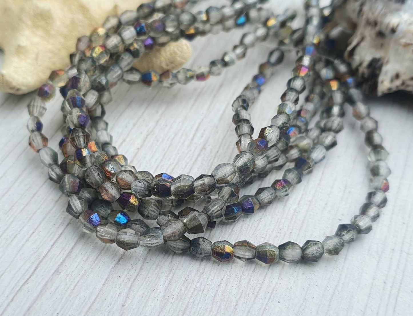 4mm Infernal Etched Bicone Beads | Full Strand of 50 Beads