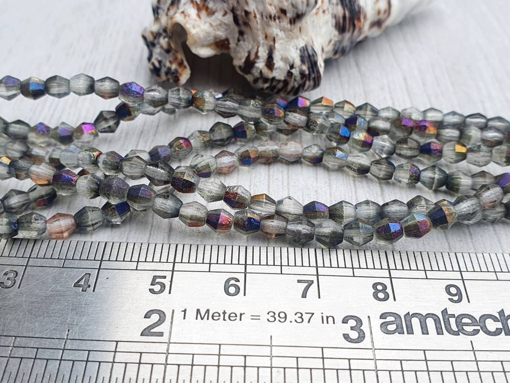 4mm Infernal Etched Bicone Beads | Full Strand of 50 Beads
