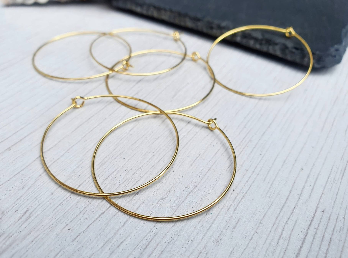 35mm Gold Plated Stainless Steel Hoop Ear Wires | Hoop Earrings | 3 Pairs