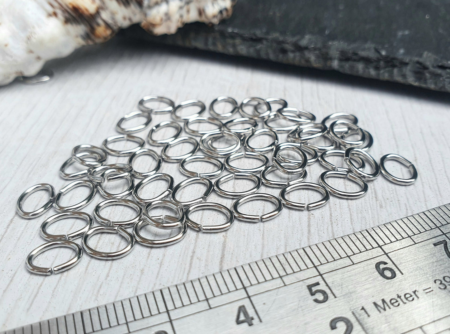 6 x 8mm Stainless Steel Oval Jump Rings | 18g Wire | 30 pcs