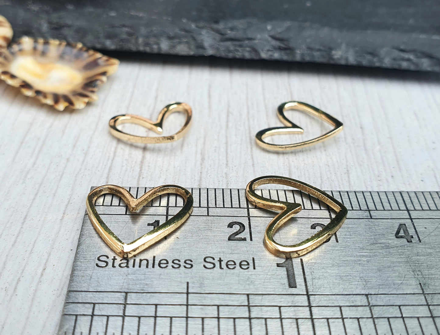 13 x 11mm 14K Gold Plated Curved Heart Frame | Gold Plated Connectors | 4 Pcs