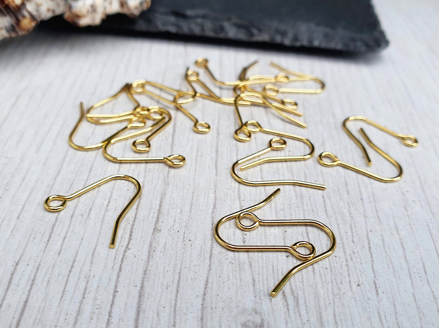18K Gold Plated Hook Ear Wires | Plain Earring Hooks | 5 Pairs