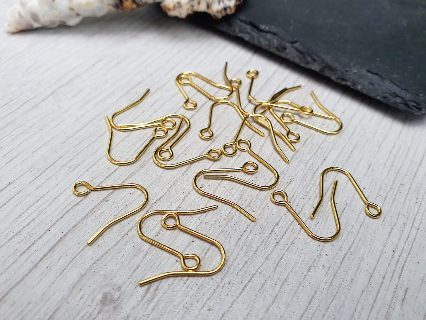 18K Gold Plated Hook Ear Wires | Plain Earring Hooks | 5 Pairs