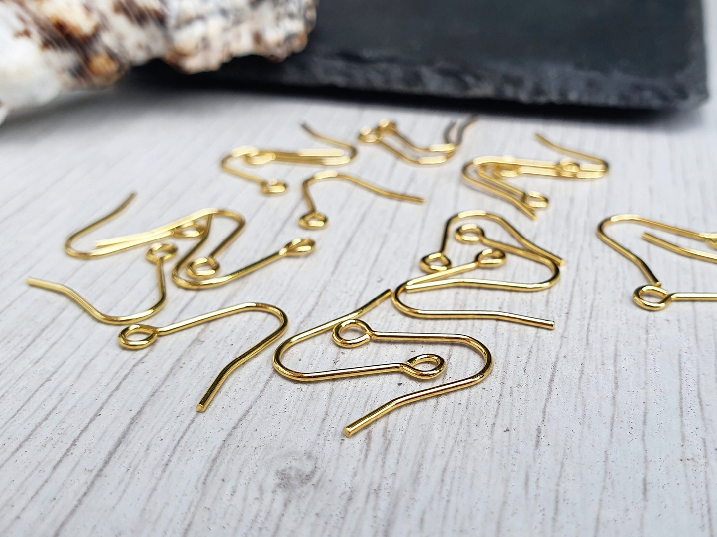 18K Gold Plated Hook Ear Wires | Plain Earring Hooks | 5 Pairs