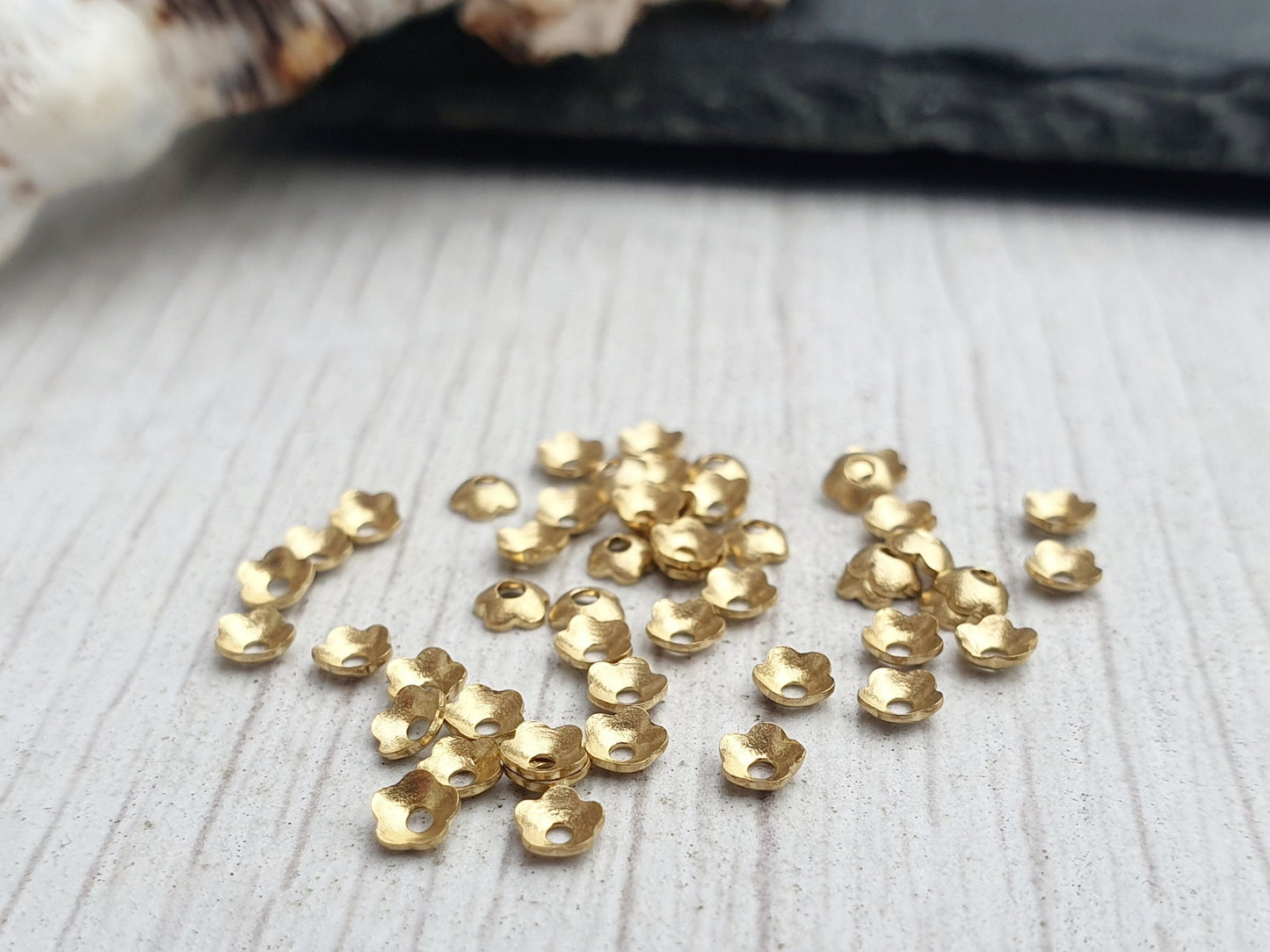3mm Raw Brass Flower Bead Caps | Flower Embellishments | 50 Pcs
