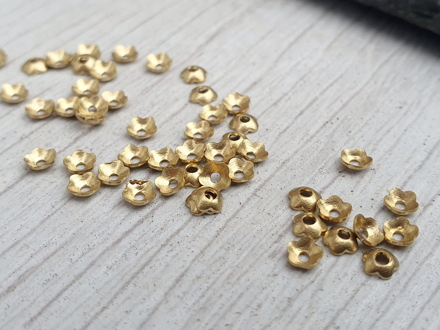 3mm Raw Brass Flower Bead Caps | Flower Embellishments | 50 Pcs